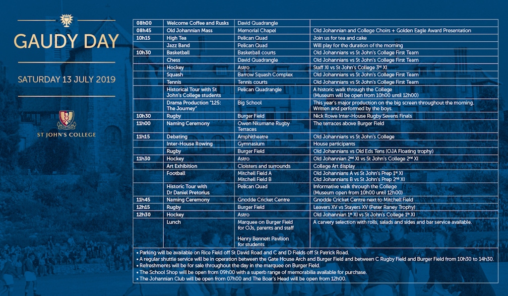 Gaudy Day Programme 2019